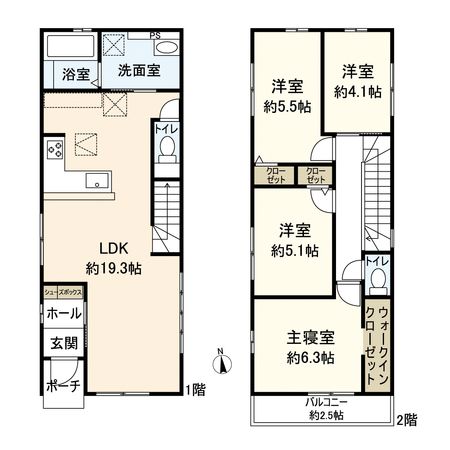 鈴原町1丁目 新築戸建 間取図(平面図)