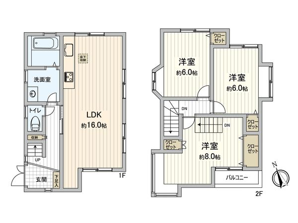 津門呉羽町中古戸建 間取図(平面図) 間取図(平面図)