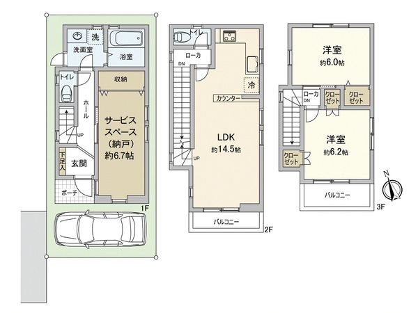 東鳴尾町1丁目・新築戸建 間取図(平面図) 東鳴尾町1丁目・新築戸建 間取図(平面図)