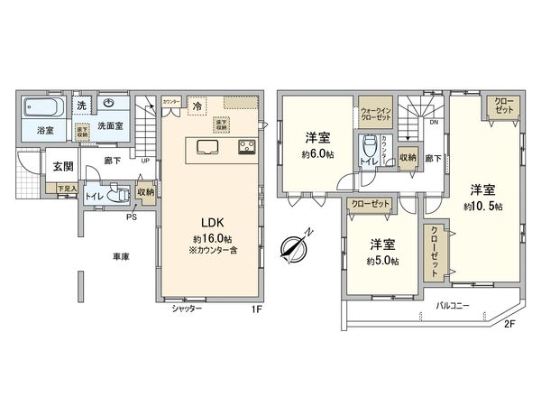 浜甲子園2丁目 新築戸建 1号棟 間取図(平面図) 間取図(平面図)