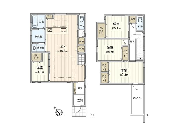 南甲子園2丁目 新築戸建 B号棟 間取図(平面図) 南甲子園2丁目 新築戸建 B号棟 間取図(平面図)