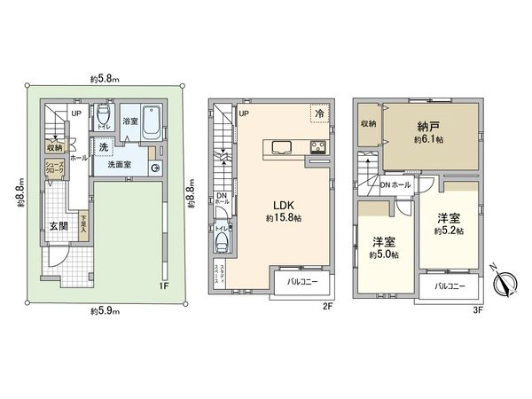 里中町三丁目 新築戸建 間取図(平面図)