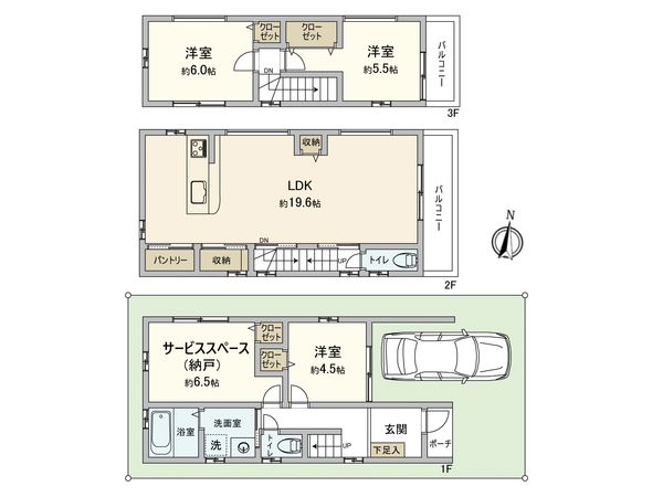 小曽根町4丁目新築戸建B号地 間取図(平面図) 小曽根町4丁目新築戸建B号地 間取図(平面図)