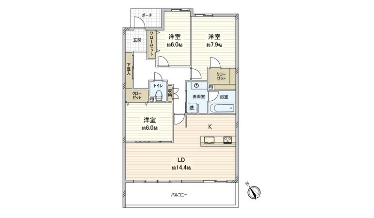 ルネヒューマンズガーデンパラディオ B棟 間取図(平面図) ルネヒューマンズガーデンパラディオ B棟 間取図(平面図)