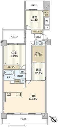 ルネヒューマンズガーデンパラディオ A棟 間取図(平面図) ルネヒューマンズガーデンパラディオ A棟 間取図(平面図)