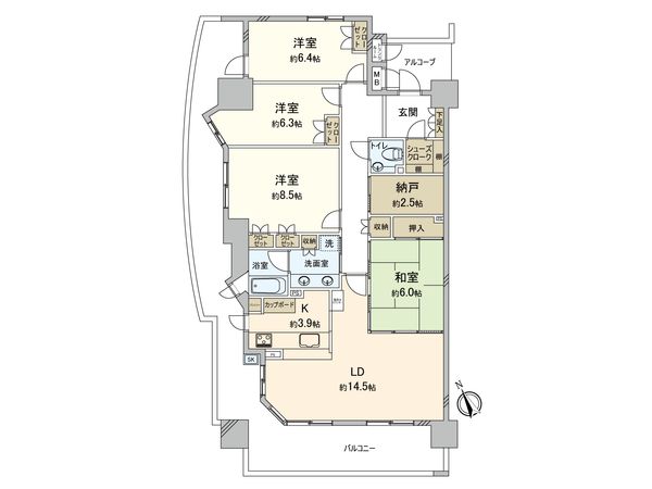 ルネヒューマンズガーデンパラディオ B棟 間取図(平面図) ルネヒューマンズガーデンパラディオ B棟 間取図(平面図)