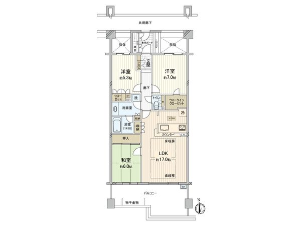 プラネスーペリア甲子園一番町 間取図(平面図)