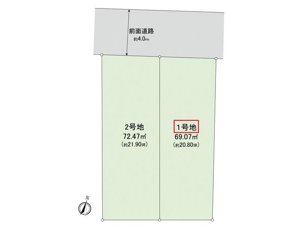 右京区太秦上ノ段町 1号地 区画図