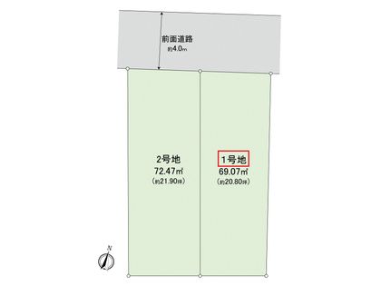 右京区太秦上ノ段町 1号地 区画図
