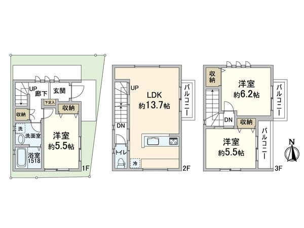 中京区西ノ京藤ノ木町 新築一戸建B号棟 間取図(平面図) 中京区西ノ京藤ノ木町 新築一戸建B号棟 間取図(平面図)