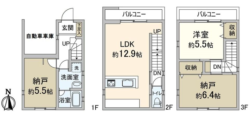 中京区西ノ京藤ノ木町 新築一戸建A号棟 間取図(平面図) 中京区西ノ京藤ノ木町 新築一戸建A号棟 間取図(平面図)