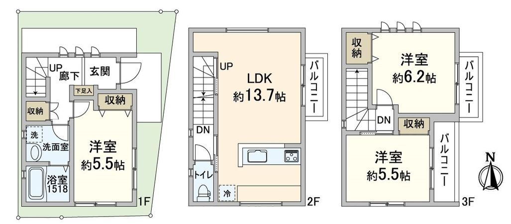 中京区西ノ京藤ノ木町 新築一戸建B号棟 間取図(平面図) 中京区西ノ京藤ノ木町 新築一戸建B号棟 間取図(平面図)