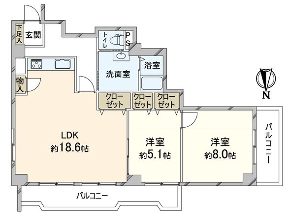 日商岩井朱雀マンション 間取図(平面図)