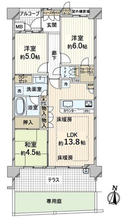 はなみずきコート嵐山松尾 Ⅱ番館 間取図(平面図) はなみずきコート嵐山松尾 Ⅱ番館 間取図(平面図)