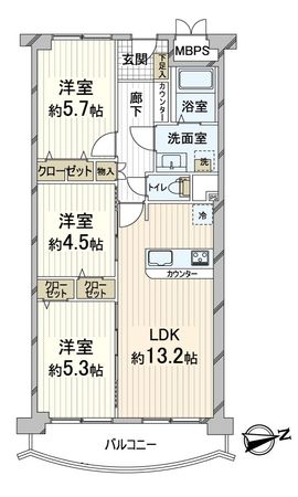 ネオコーポラス島ノ内 B棟 間取図(平面図) 間取図(平面図)