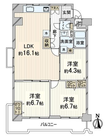 京都四条グランドハイツ 間取図(平面図)