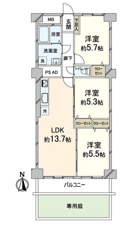 デラシオン御室 間取図(平面図) デラシオン御室 間取図(平面図)