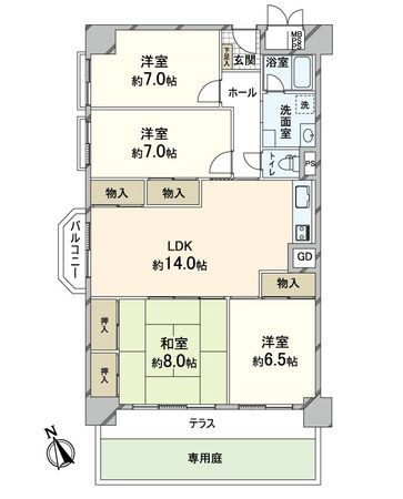 桂川ハイツ 4号館 間取図(平面図) 桂川ハイツ 4号館 間取図(平面図)