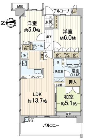 シャリエ西大路御池 間取図(平面図) シャリエ西大路御池 間取図(平面図)