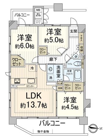 クラウンハイム西ノ京円町 間取図(平面図) クラウンハイム西ノ京円町 間取図(平面図)