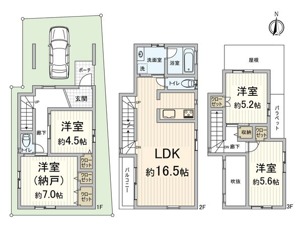 上津島二丁目 新築戸建てD号棟 間取図(平面図) 上津島二丁目 新築戸建てD号棟 間取図(平面図)