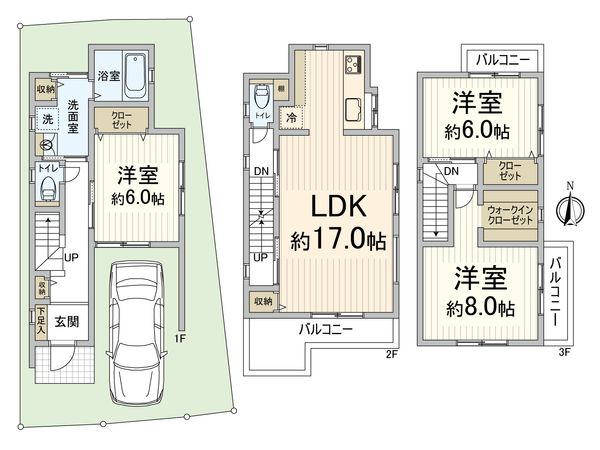 若竹町1丁目 新築戸建 間取図(平面図) 若竹町1丁目 新築戸建 間取図(平面図)