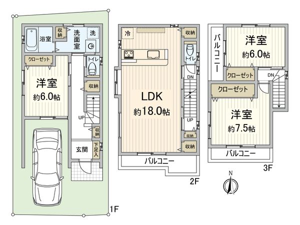 若竹町1丁目 新築戸建 間取図(平面図) 若竹町1丁目 新築戸建 間取図(平面図)