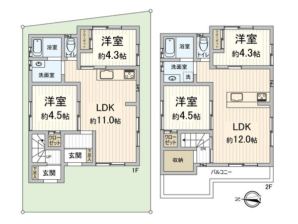 吹田市金田町 中古戸建 間取図(平面図) 吹田市金田町 中古戸建 間取図(平面図)
