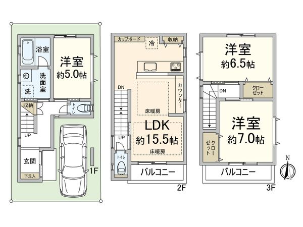 豊中市庄内栄町1丁目 新築戸建て 間取図(平面図) 豊中市庄内栄町1丁目 新築戸建て 間取図(平面図)