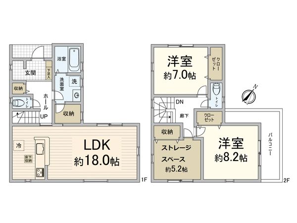 大島町2丁目 新築戸建 間取図(平面図) 大島町2丁目 新築戸建 間取図(平面図)