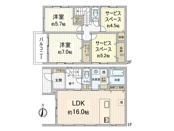 豊中市小曽根2丁目 新築戸建2号棟 間取図(平面図) 豊中市小曽根2丁目 新築戸建2号棟 間取図(平面図)