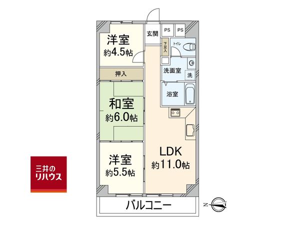 ライオンズマンション第6江坂 間取図(平面図) ライオンズマンション第6江坂 間取図(平面図)