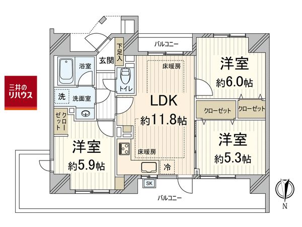 レイセニット江坂 間取図(平面図) 間取図(平面図)