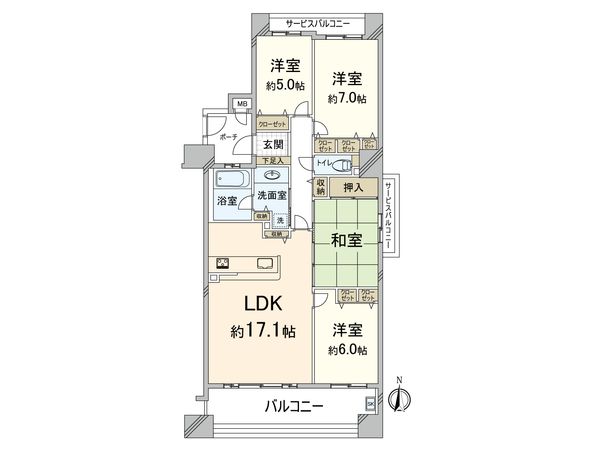 ペルル江坂ブランアージュ 間取図(平面図) ペルル江坂ブランアージュ 間取図(平面図)