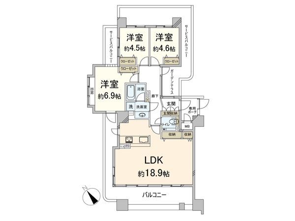 クレアシティ東三国 間取図(平面図) クレアシティ東三国 間取図(平面図)