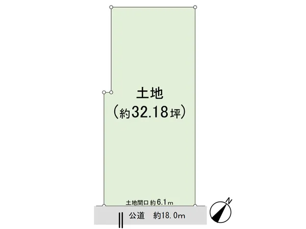 土地面積106.40平米（約32.18坪）。建築条件なしのため、お好きなハウスメーカー・工務店等で建築可能です♪