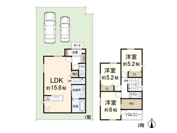 摂津市一津屋2丁目 A号地 間取図(平面図) 摂津市一津屋2丁目 A号地 間取図(平面図)