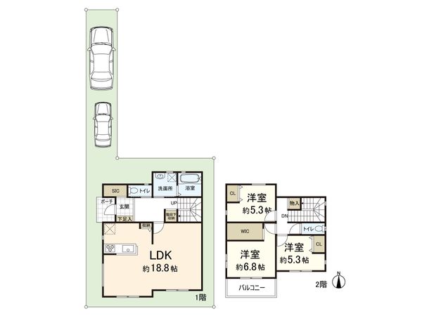 摂津市一津屋2丁目 B号地 間取図(平面図) 摂津市一津屋2丁目 B号地 間取図(平面図)