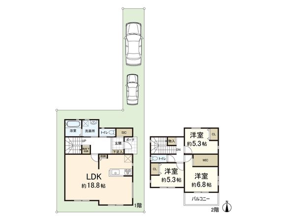 摂津市一津屋2丁目 C号地 間取図(平面図) 摂津市一津屋2丁目 C号地 間取図(平面図)