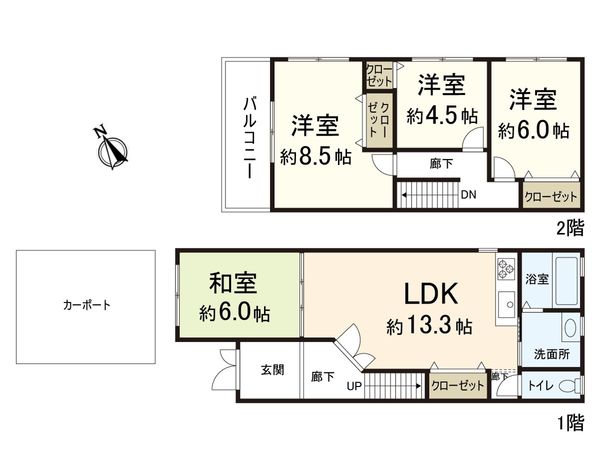 摂津市鶴野4丁目 中古戸建 間取図(平面図) 摂津市鶴野4丁目 中古戸建 間取図(平面図)