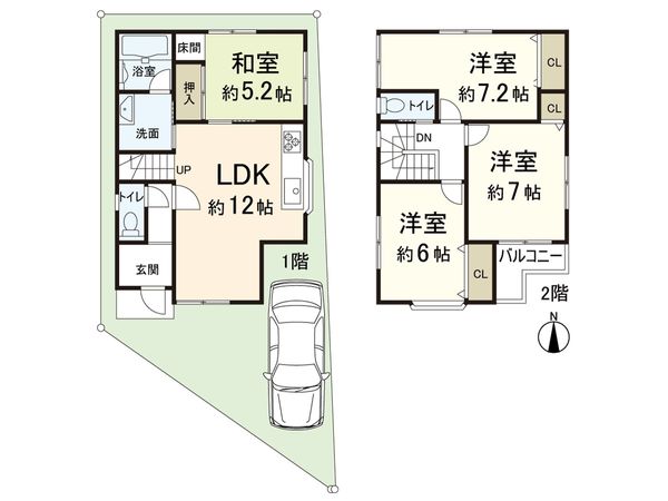 摂津市鳥飼和道1丁目 中古戸建 間取図(平面図) 摂津市鳥飼和道1丁目 中古戸建 間取図(平面図)