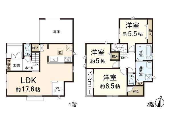 摂津市千里丘2丁目 新築 1号棟 間取図(平面図) 摂津市千里丘2丁目 新築 1号棟 間取図(平面図)