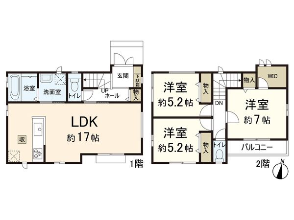 摂津市千里丘2丁目 新築 3号棟 間取図(平面図) 摂津市千里丘2丁目 新築 3号棟 間取図(平面図)