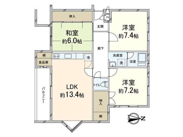 千里月見ヶ丘ハイツ K棟 間取図(平面図)
