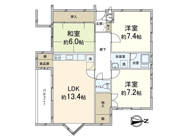 千里月見ヶ丘ハイツ K棟 間取図(平面図)