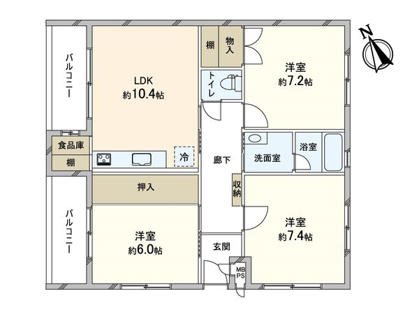 千里月見ヶ丘ハイツ D棟 間取図(平面図)