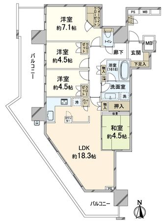 パークタワー南千里丘 間取図(平面図) パークタワー南千里丘 間取図(平面図)