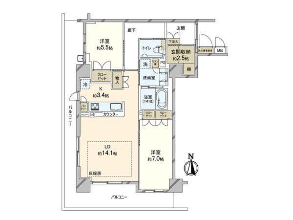 マスターズマンション吹田千里丘 中楽坊 間取図(平面図) マスターズマンション吹田千里丘 中楽坊 間取図(平面図)