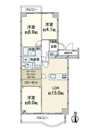 ユニハイム千里丘 1号棟 間取図(平面図) ユニハイム千里丘 1号棟 間取図(平面図)