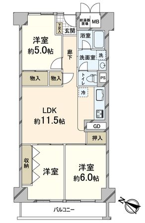 ルネ千里丘 弐号棟 間取図(平面図)